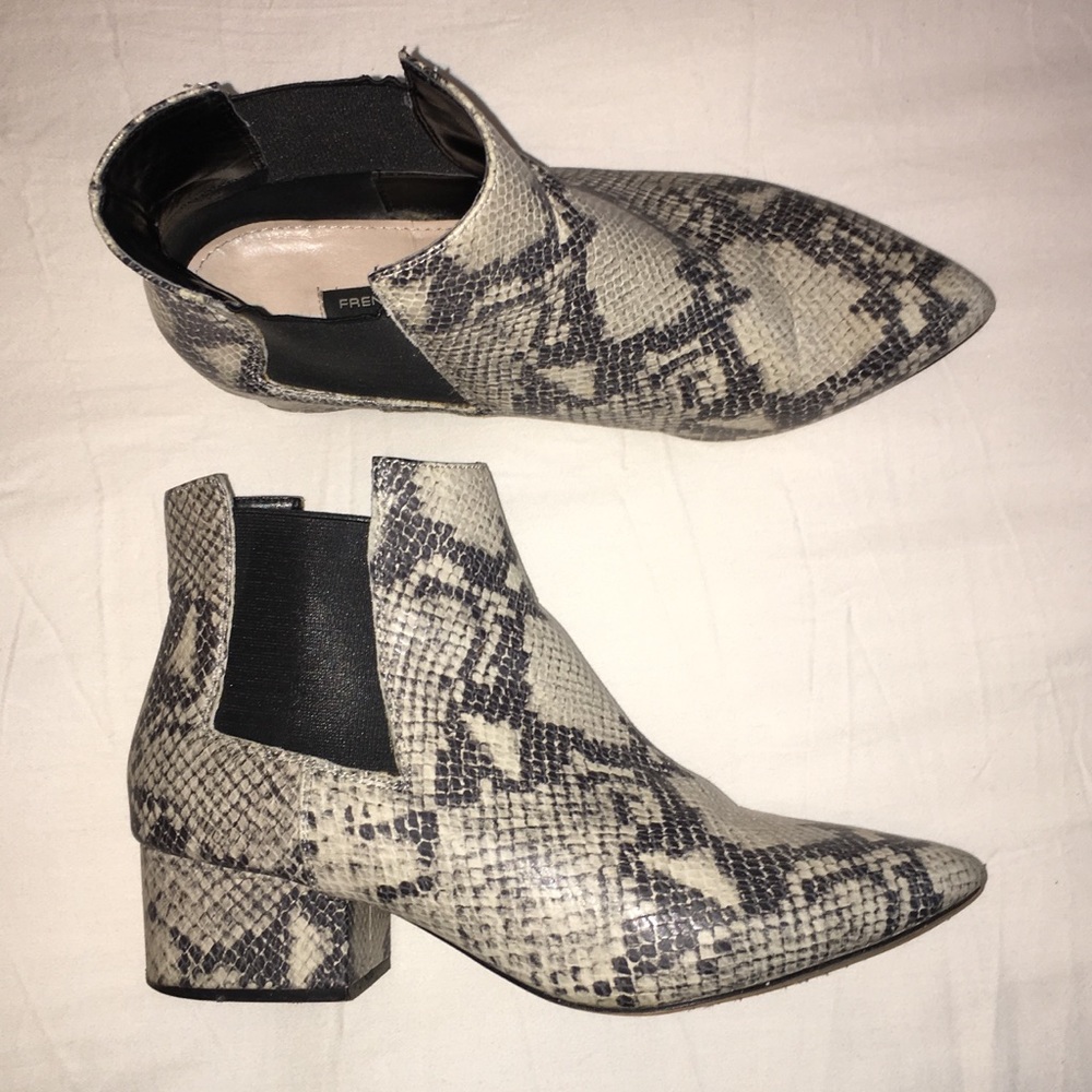 French Connection Ronan Leather Snakeskin Boots 